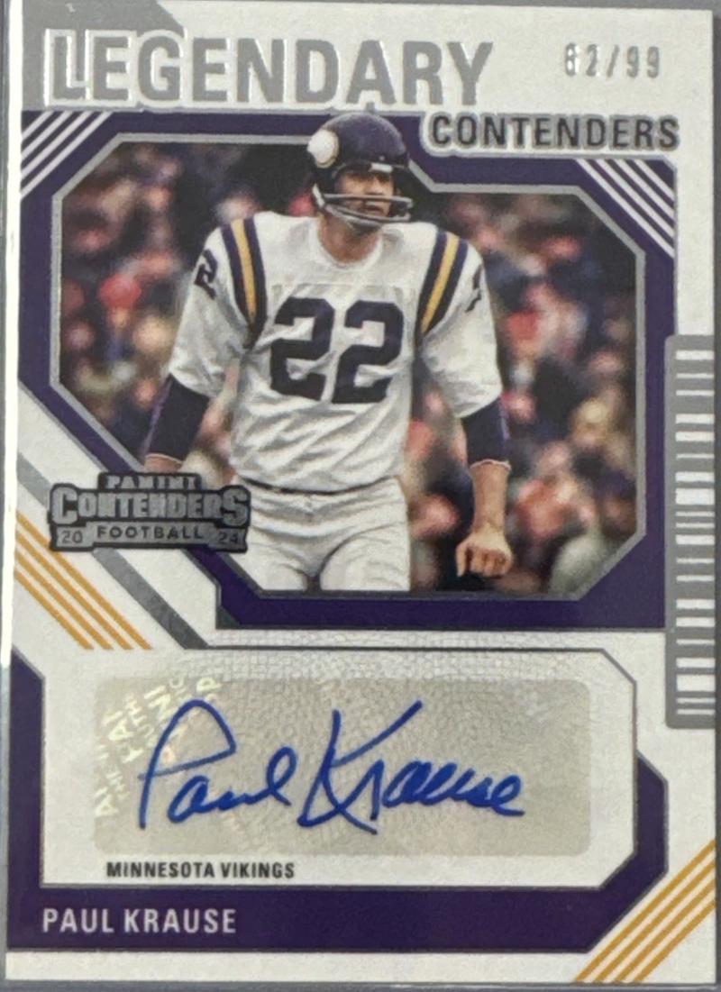 Paul Krause #22 2024 Panini Contenders Legendary Autograph Football