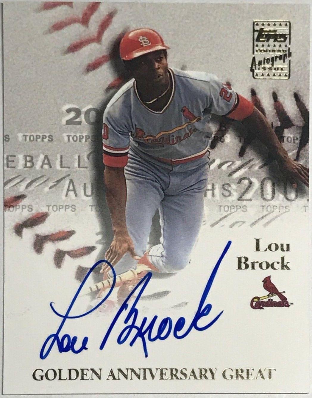 Lou Brock #GAA-LB Baseball Cards 2001 Topps Golden Anniversary Autographs