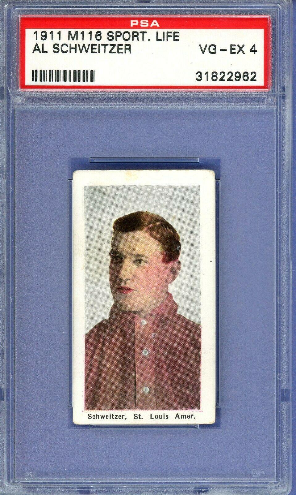 Al Schweitzer Baseball Cards 1911 M116 Sporting Life
