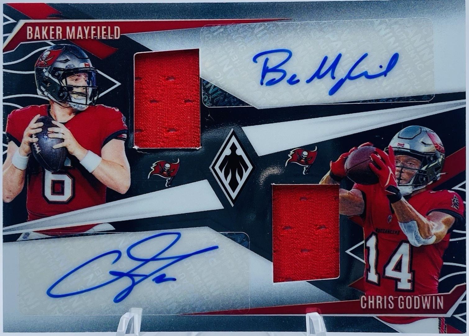 Baker Mayfield / Chris Godwin #PDJA-TB Football Cards 2024 Panini Phoenix Phenomenal Duo Jersey Autograph