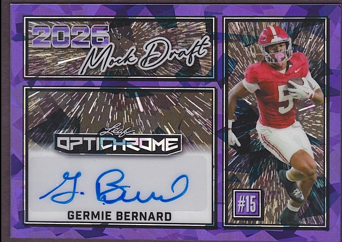 Germie Bernard #MA-GB1 2025 Leaf Optichrome Mock Draft Auto Football