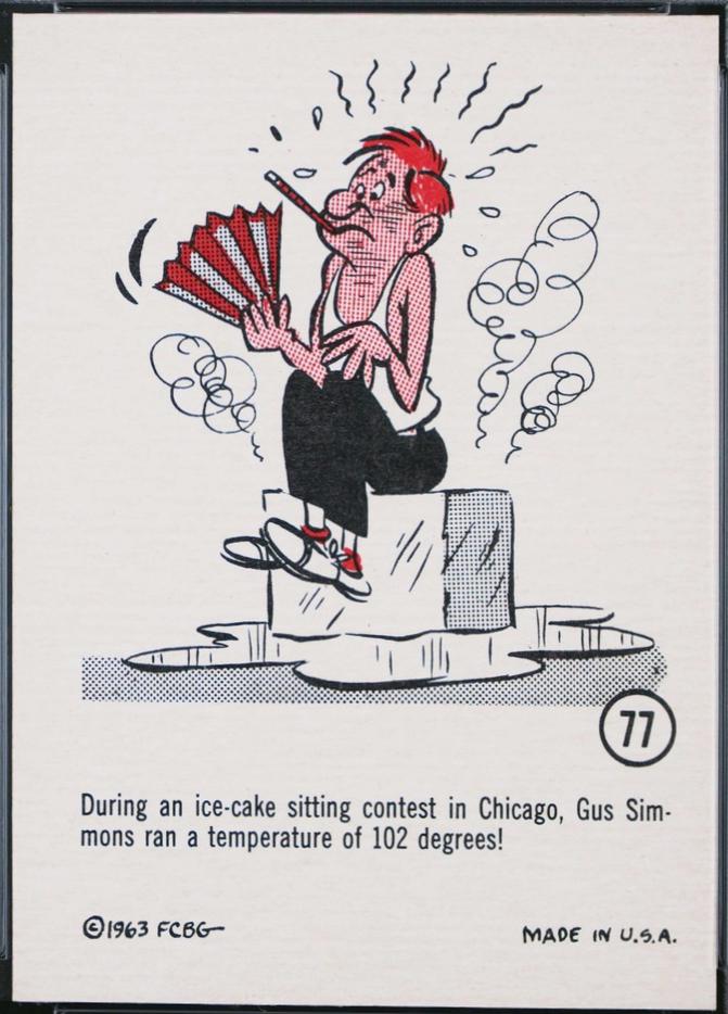 1963 Gad Fun Cards Gus Simmons #77 card