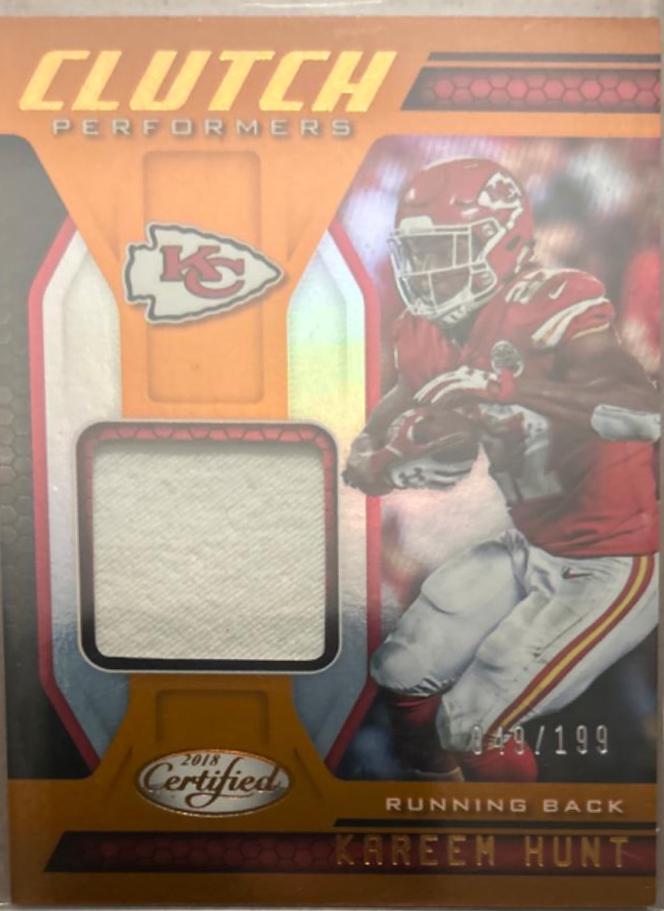 Kareem Hunt #CP-KH Football Cards 2018 Panini Certified Clutch Performers