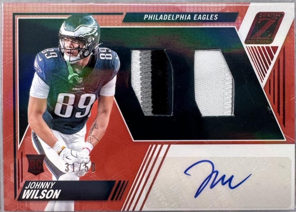 Johnny Wilson #225 Football Cards 2024 Panini Zenith Rookie Patch Autographs Ice