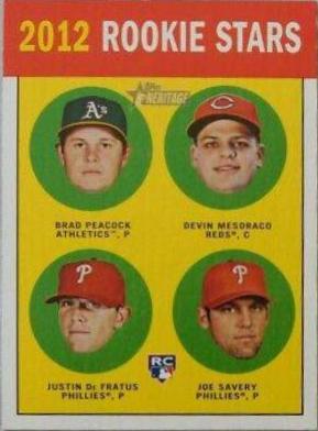 Brad Peacock, Devin Mesoraco, Joe Savery, Justin DE Fratus #29 Baseball Cards 2012 Topps Heritage