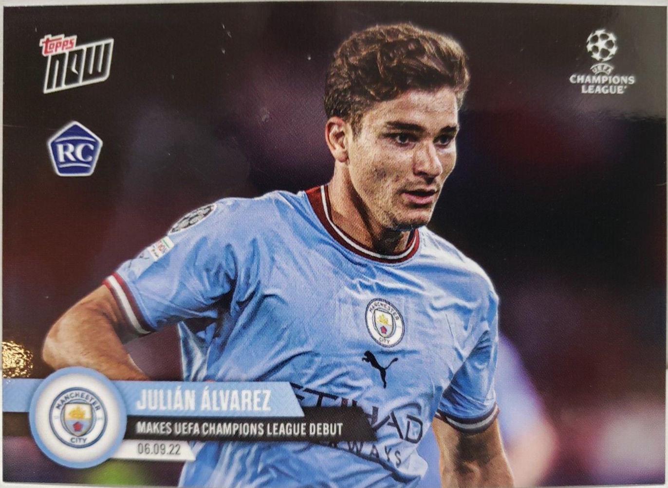 Julian Alvarez #7 Soccer Cards 2022 Topps Now UEFA Champions League