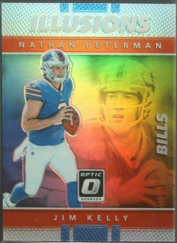 Jim Kelly, Nathan Peterman #1 Football Cards 2017 Panini Donruss Optic Illusions