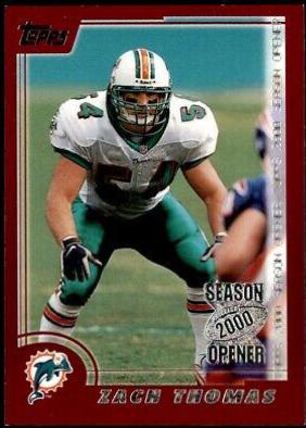 Zach Thomas #3 Football Cards 2000 Topps Season Opener
