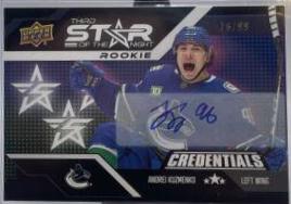 Andrei Kuzmenko #3SR-1 2022 Upper Deck Credentials 3rd Star Of The Night Autograph Hockey