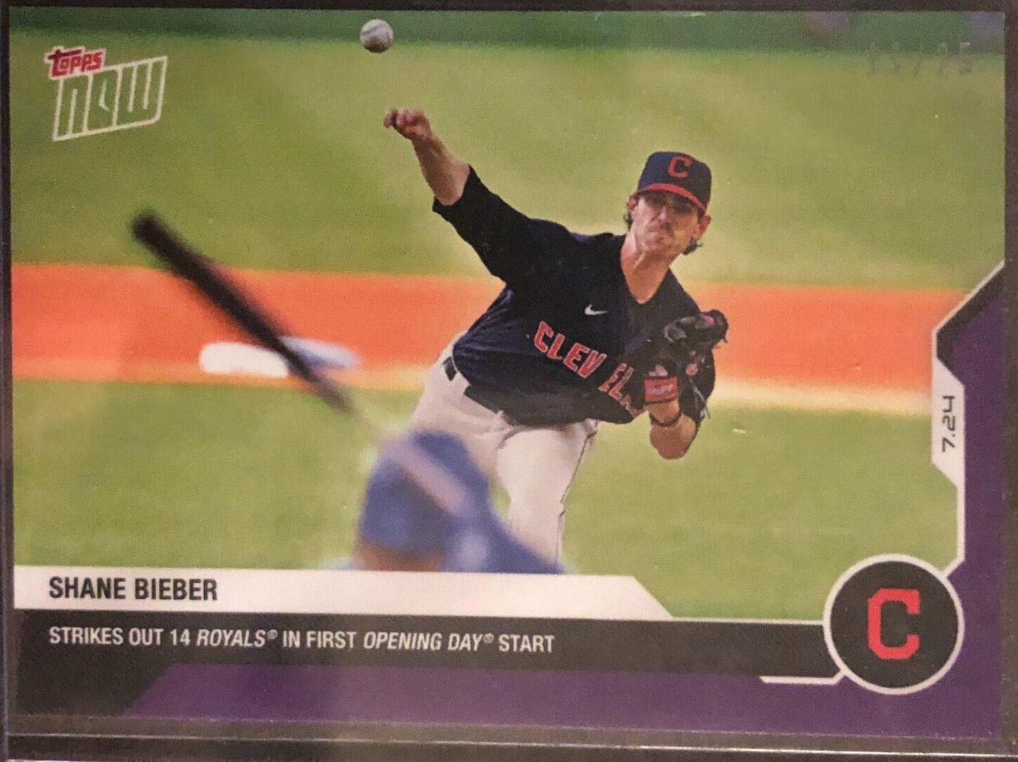 Shane Bieber #8 Baseball Cards 2020 Topps Now