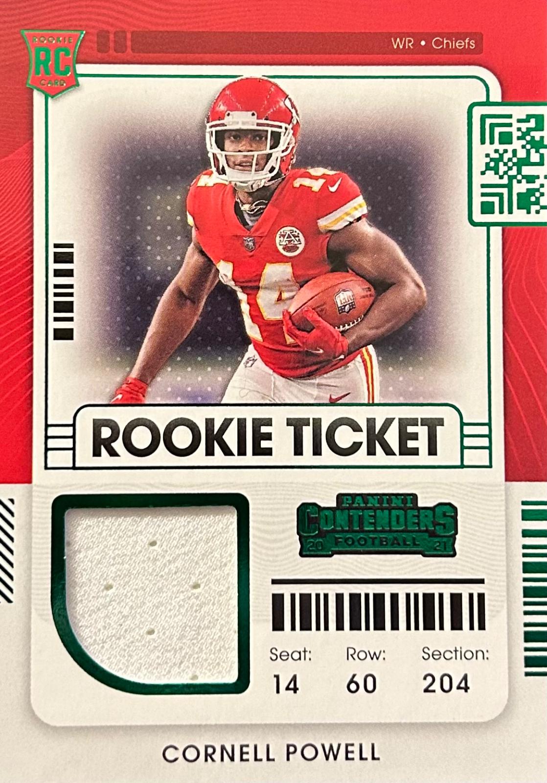 Cornell Powell #RTS-CPO Football Cards 2021 Panini Contenders Rookie Ticket Swatches