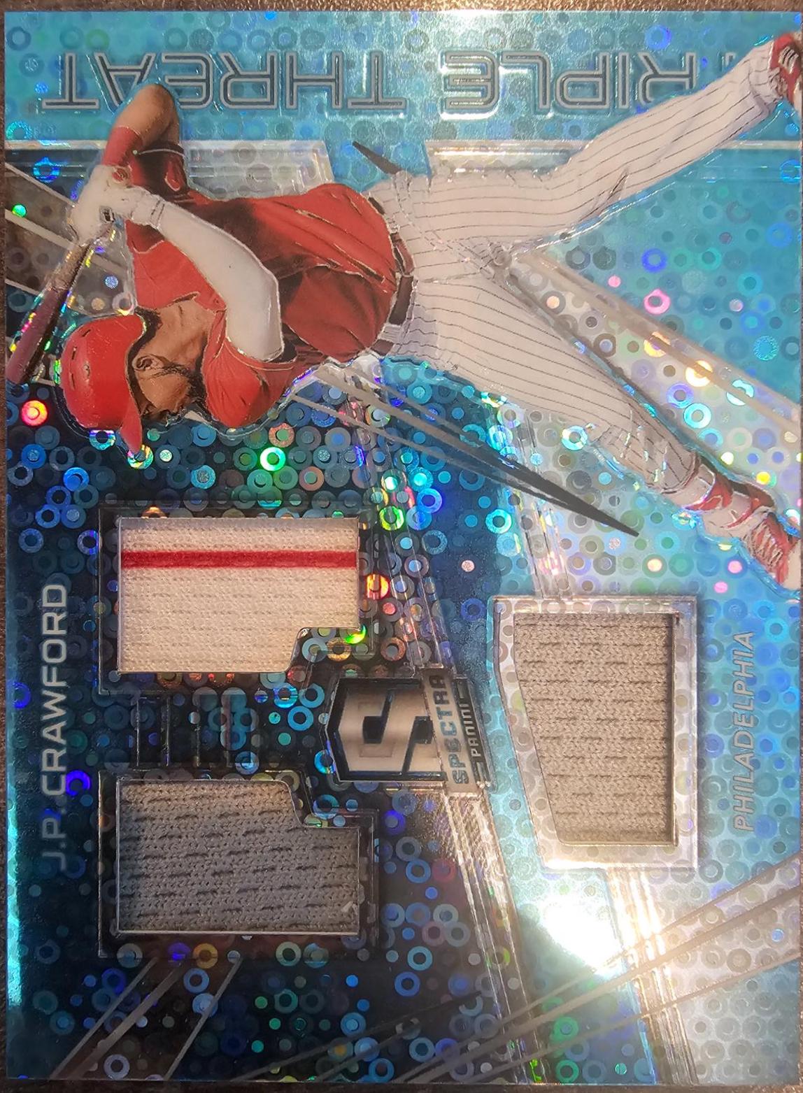 J.P. Crawford #TTM-JC Baseball Cards 2018 Panini Chronicles Spectra Triple Threat Materials
