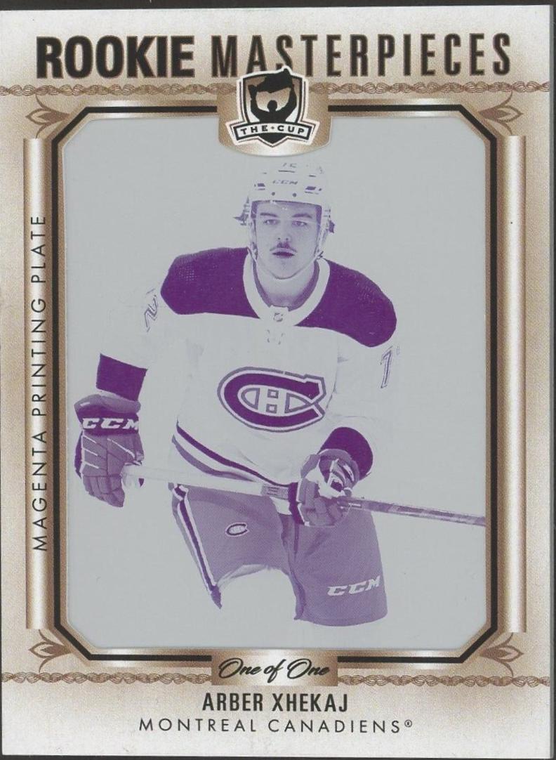 Arber Xhekaj #R10 Hockey Cards 2022 Upper Deck The Cup Exquisite Ice Rookie Printing Plate