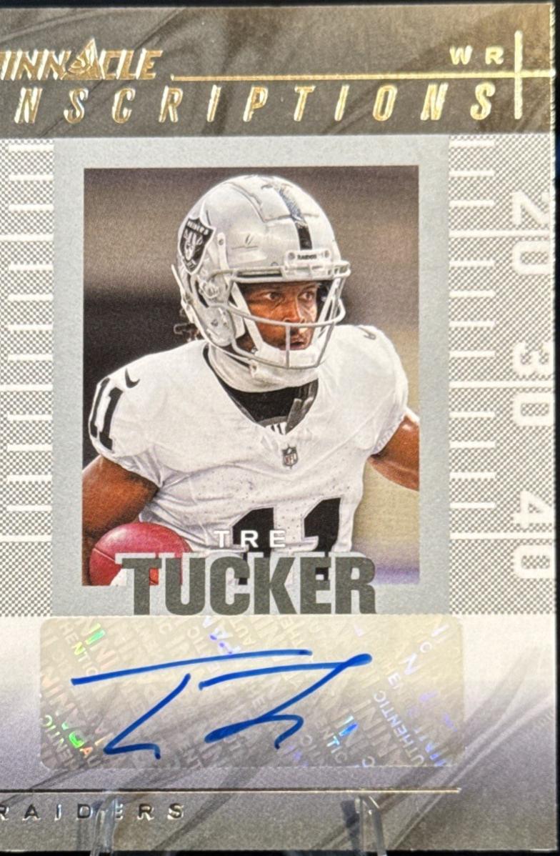 Tre Tucker #PI-TTR 2024 Panini Encore Pinnacle Inscriptions Football