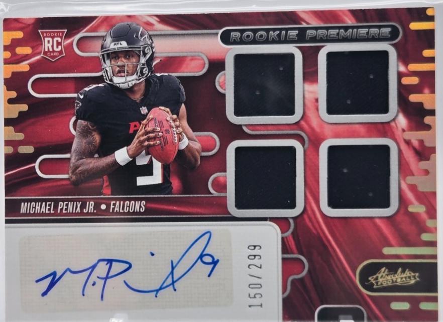 Michael Penix Jr. #RPMA-MPJ 2024 Panini Absolute Rookie Premiere Materials Auto Football