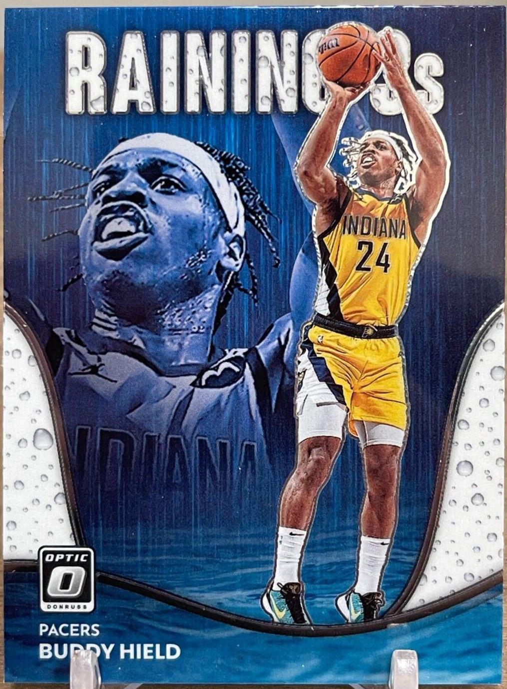 Buddy Hield #3 Basketball Cards 2022 Panini Donruss Optic Raining 3s