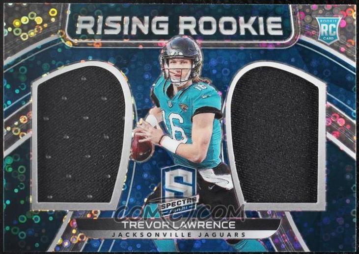 Trevor Lawrence Neon Blue #RRM-T Football Cards 2021 Panini Spectra Rising Rookie Materials