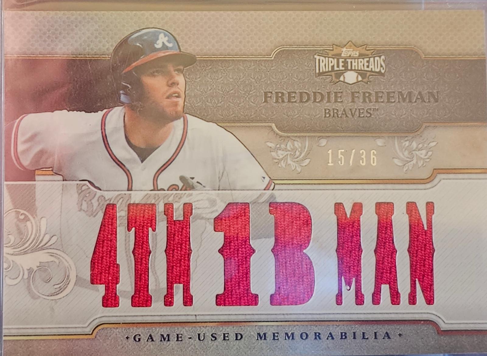 Freddie Freeman #TTR-FF2 Baseball Cards 2014 Topps Triple Threads Relics