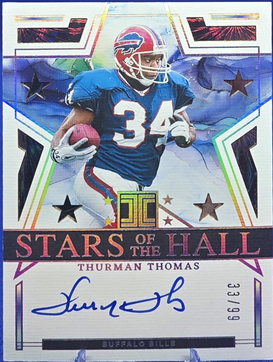 Thurman Thomas #8 Football Cards 2024 Panini Impeccable Stars of the Hall Autograph