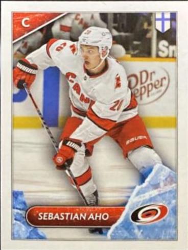 Sebastian Aho #138 Hockey Cards 2021 Topps NHL Sticker