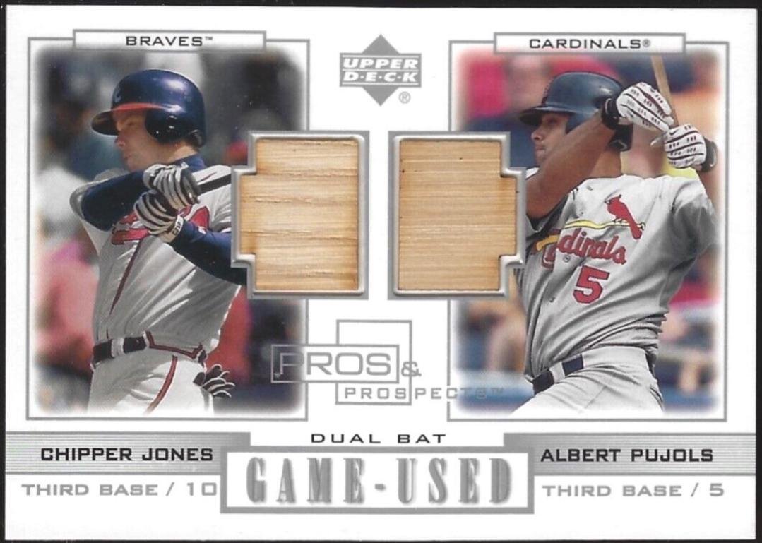 Chipper Jones / Albert Pujols #PP-JP Baseball Cards 2001 Upper Deck Pros & Prospects Dual Bat