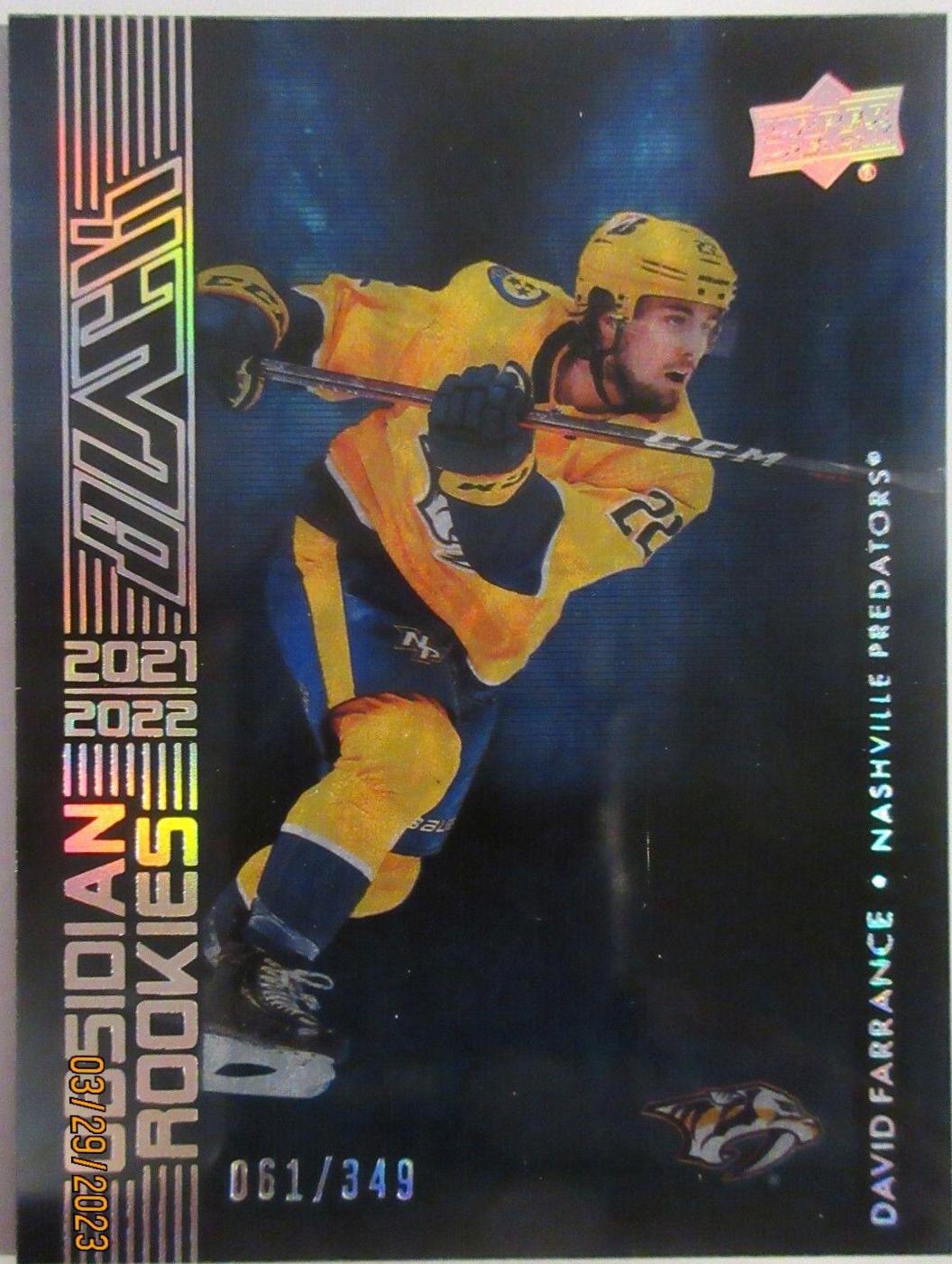 David Farrance #OR-13 Hockey Cards 2021 SPx UD Black Obsidian Rookies