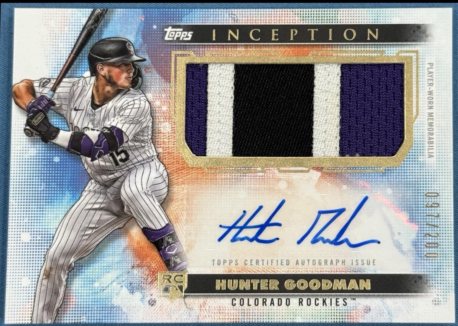 Hunter Goodman #APC-HG 2024 Topps Inception Autograph Patch Card Baseball