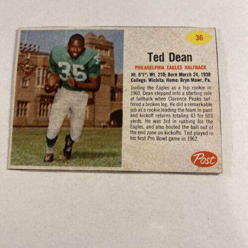 Ted Dean #36 Football Cards 1962 Post Cereal