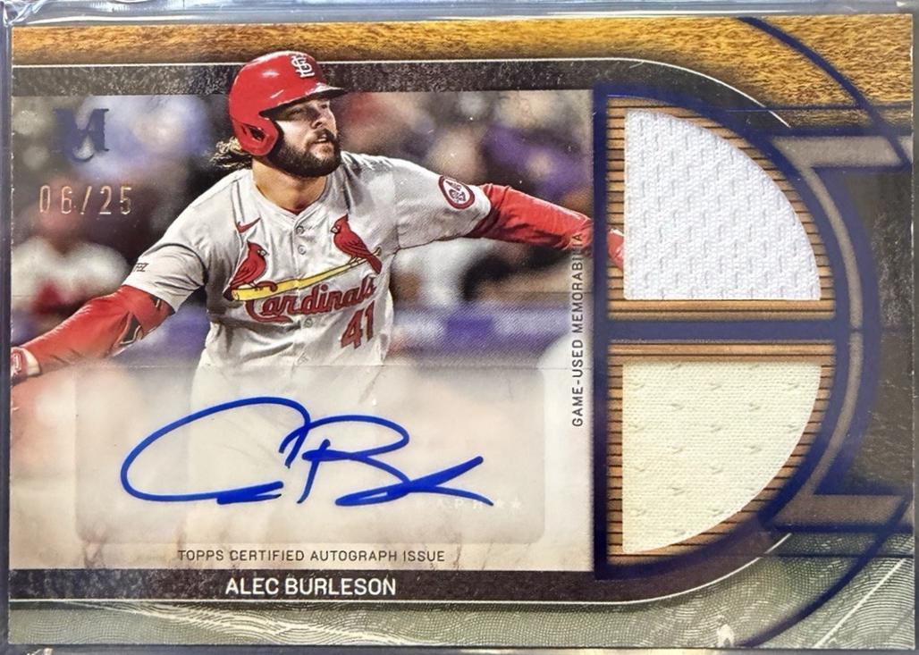 Alec Burleson #SPDRA-AB 2025 Topps Museum Collection Single Player Signature Swatch Dual Relic Autograph Baseball