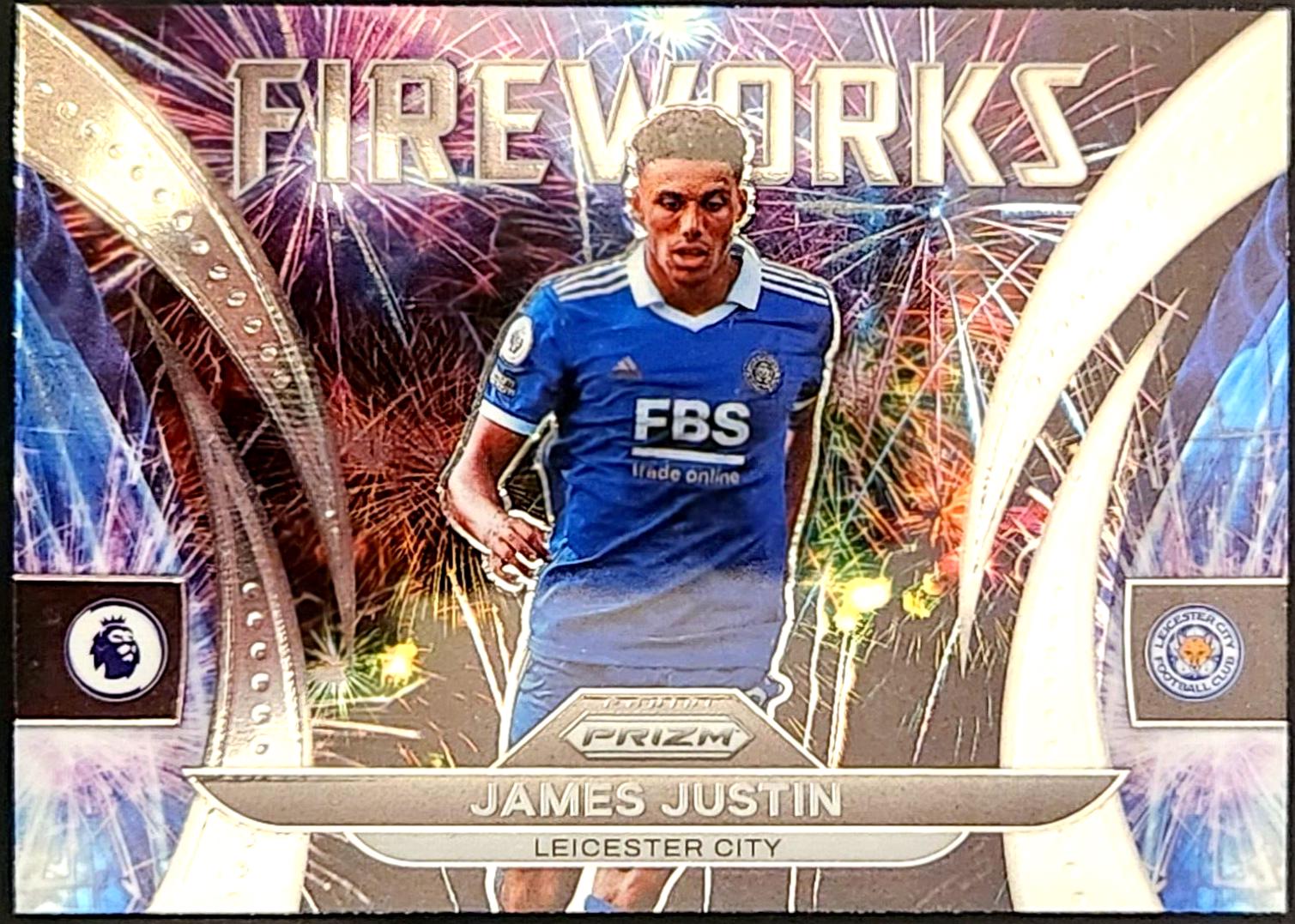 James Justin #7 Soccer Cards 2022 Panini Prizm Premier League Fireworks