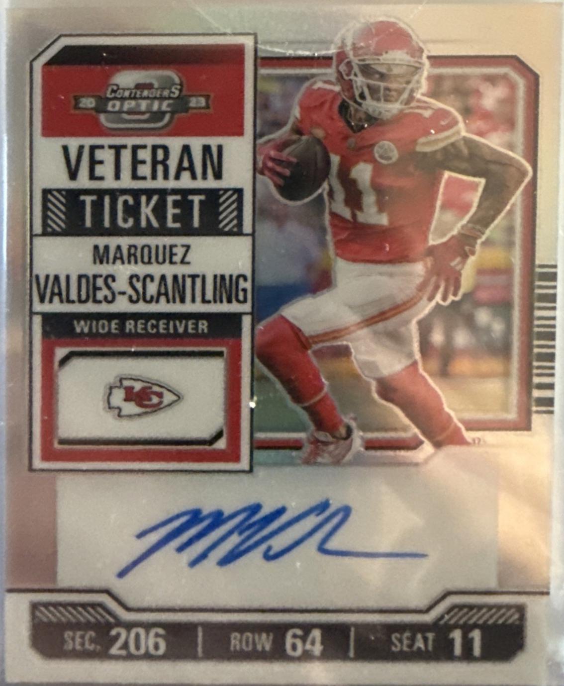 Marquez Valdes-Scantling #9 Football Cards 2023 Panini Contenders Optic Veteran Ticket Autograph