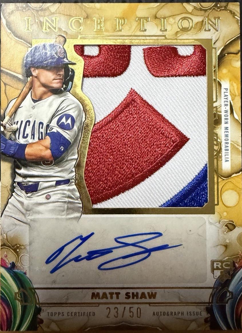 2025 Topps Inception Autographed Jumbo Patch Matt Shaw #IAJP-MS card