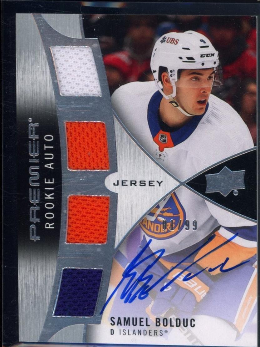 Samuel Bolduc #PRA-SB Hockey Cards 2023 Upper Deck Premier Rookie Auto Jersey