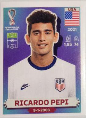 Ricardo Pepi #USA17 2022 Panini World Cup Qatar Stickers Soccer