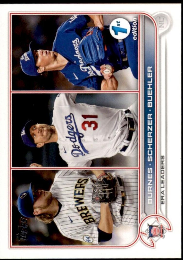 Corbin Burnes / Max Scherzer / Walker Buehler #204 2022 Topps 1st Edition Baseball