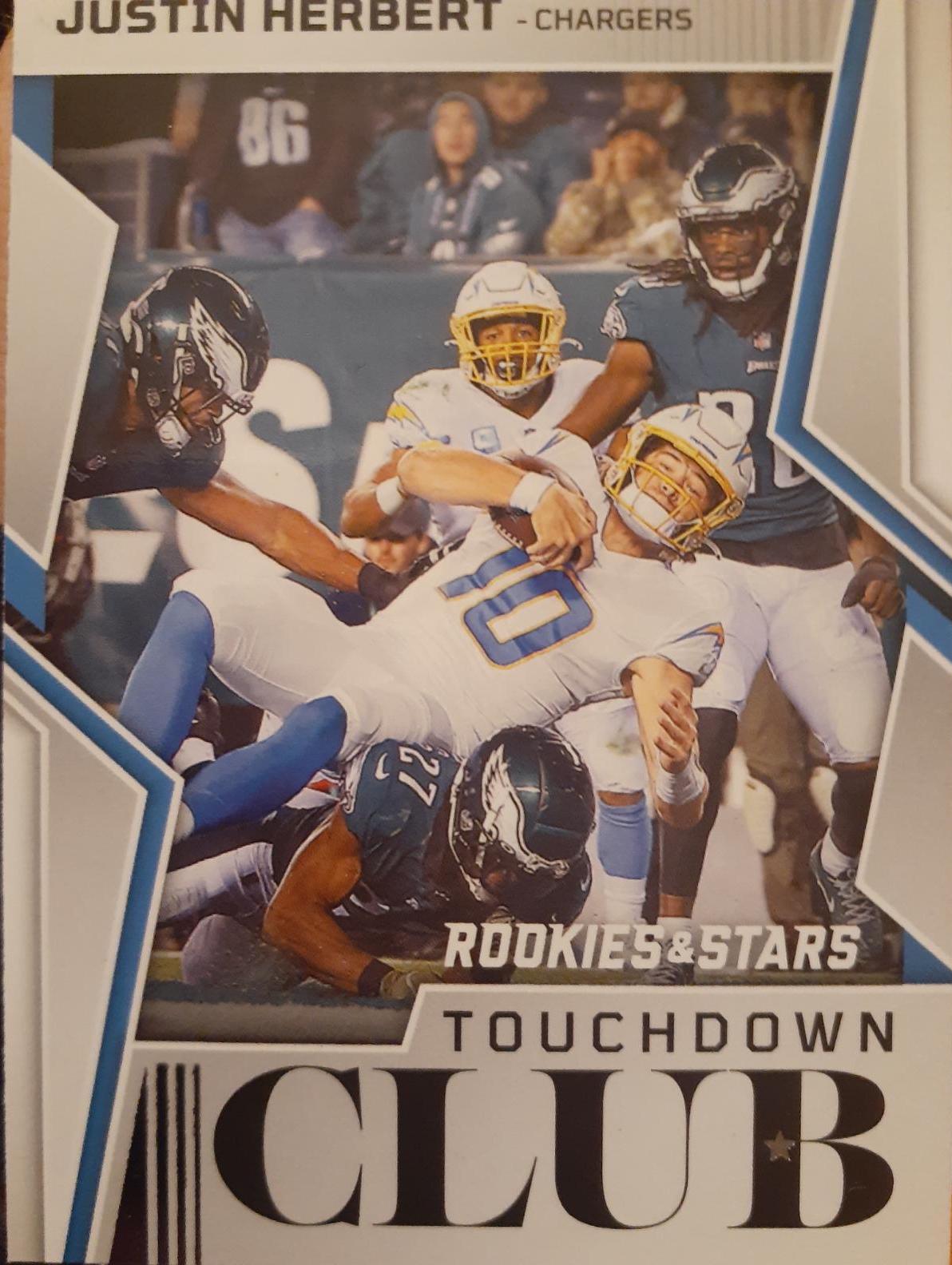 Justin Herbert #TD-4 Football Cards 2022 Panini Rookies & Stars Touchdown Club