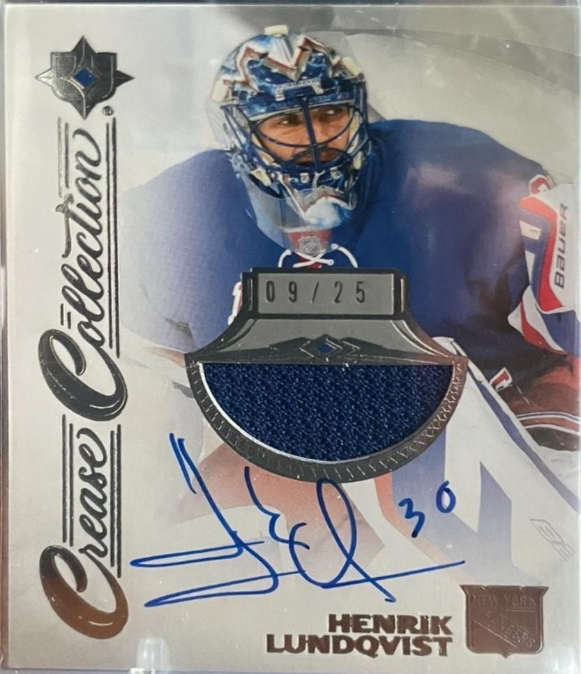 Henrik Lundqvist #CC-HL Hockey Cards 2023 Upper Deck Ultimate Collection Crease Auto Jersey