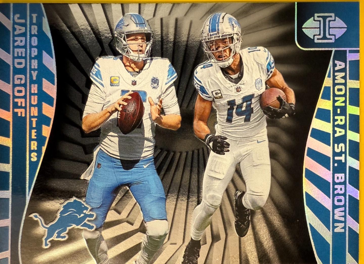 Jared Goff / Amon-Ra St. Brown #6 Football Cards 2024 Panini Illusions Trophy Hunters All-Pro