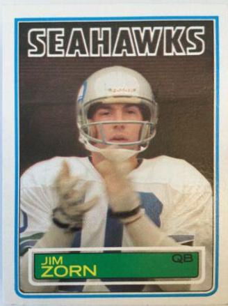 Jim Zorn #393 Football Cards 1983 Topps