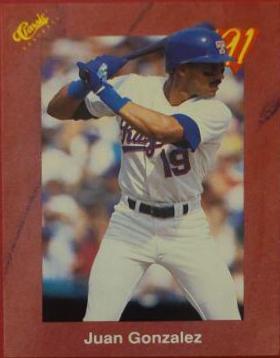 Juan Gonzalez #T74 1991 Classic Four Sport Baseball