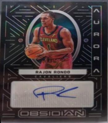 Rajon Rondo #AUR-RJR Basketball Cards 2021 Panini Obsidian Aurora Autographs