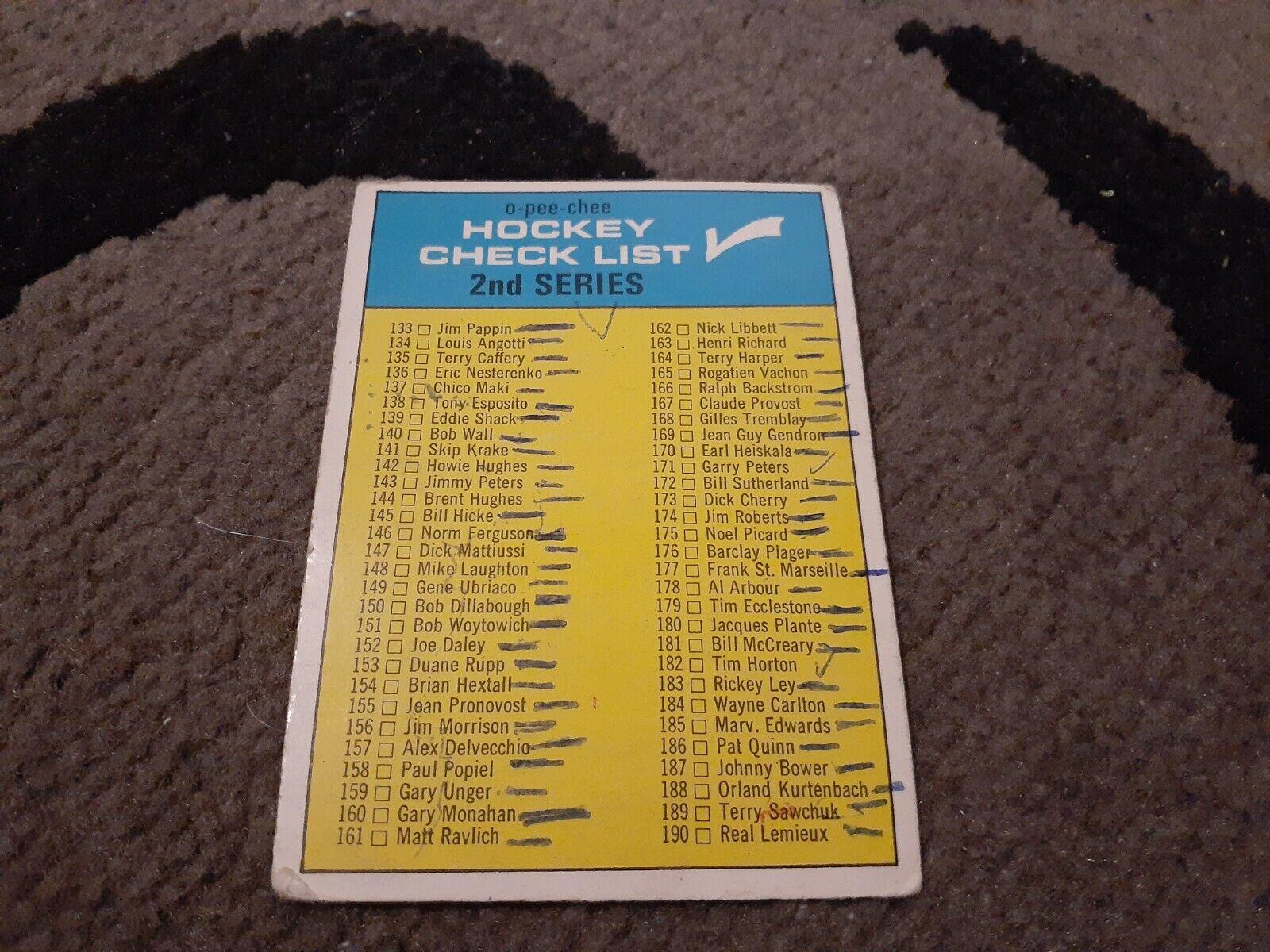 Checklist 133-231 #31 Hockey Cards 1969 O-Pee-Chee