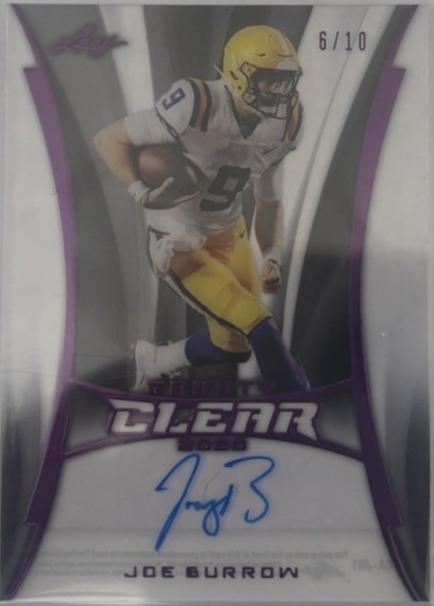 Joe Burrow #CA-JB1 2020 Leaf Trinity Clear Autograph Football