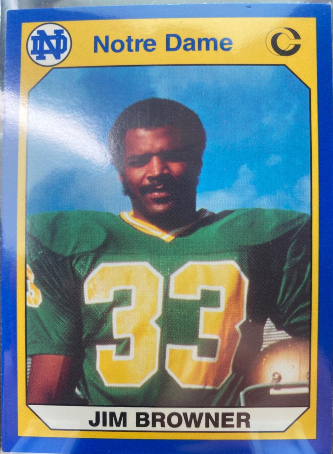 Jim Browner #38 Football Cards 1990 Notre Dame Collegiate Collection
