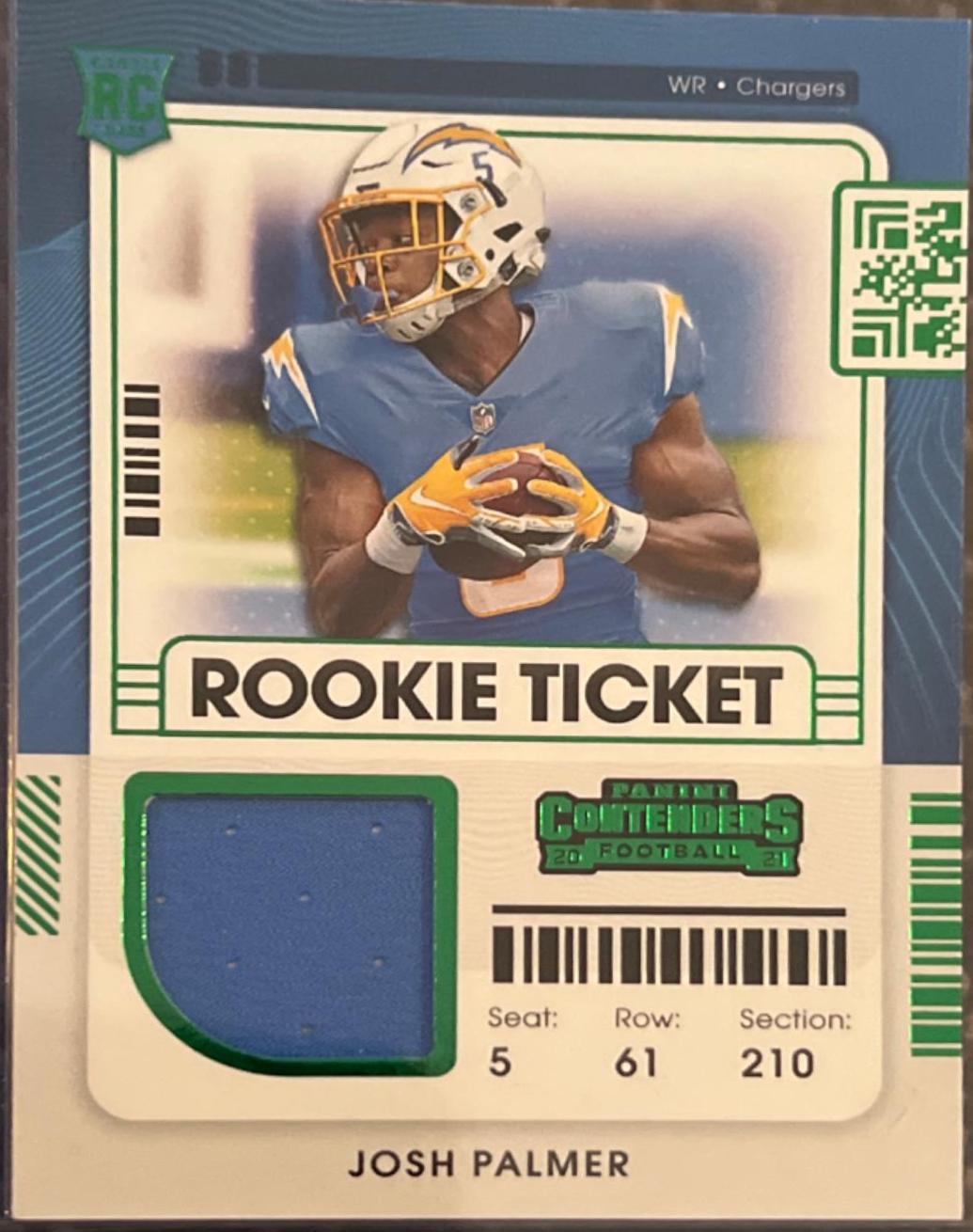 Josh Palmer #RTS-JPA Football Cards 2021 Panini Contenders Rookie Ticket Swatches
