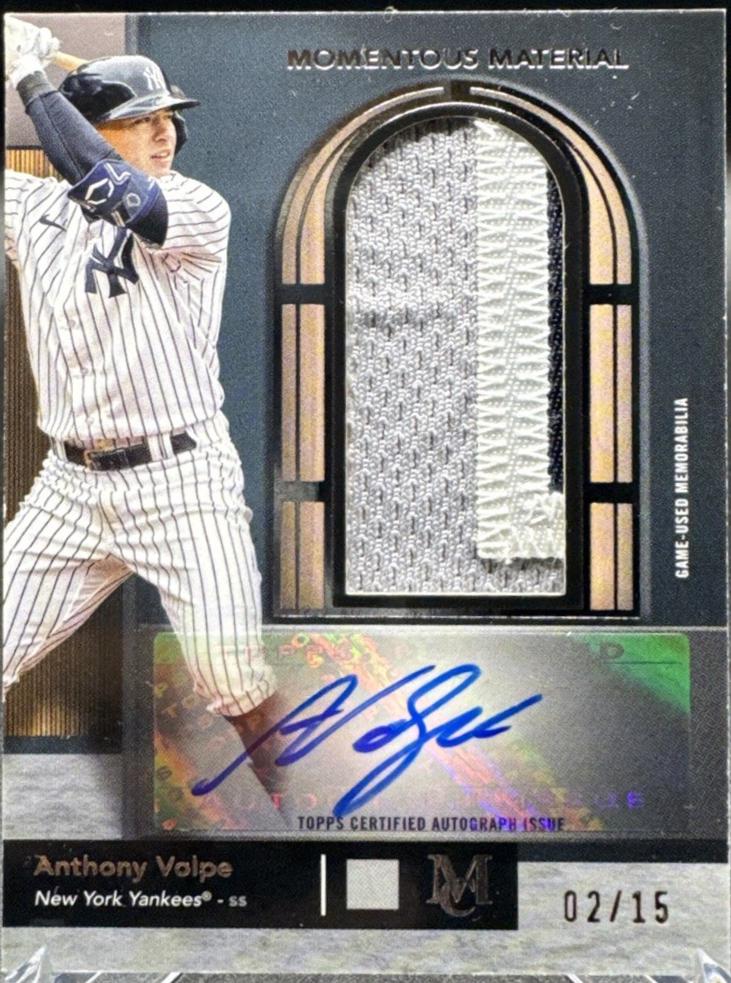 Anthony Volpe #MMJPA-AV Baseball Cards 2024 Topps Museum Collection Momentous Material Jumbo Patch Autograph