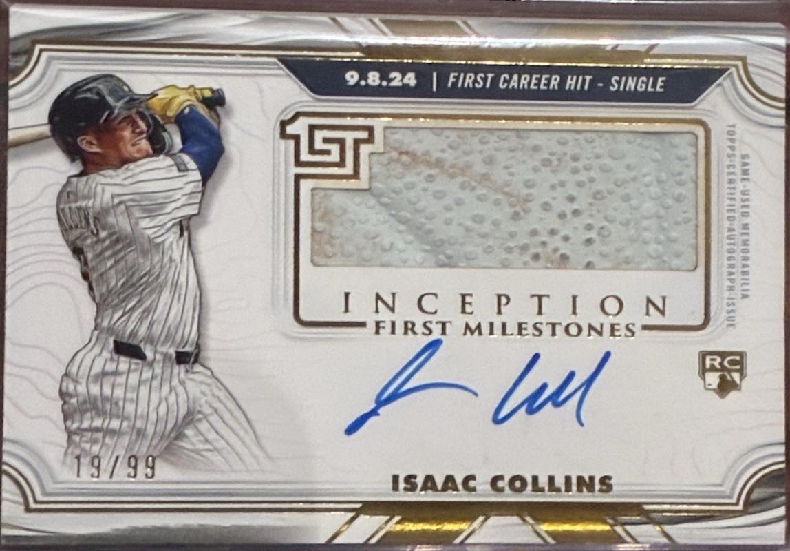 Isaac Collins #FMAR-IC 2025 Topps Inception MLB First Milestone Autographed Relic