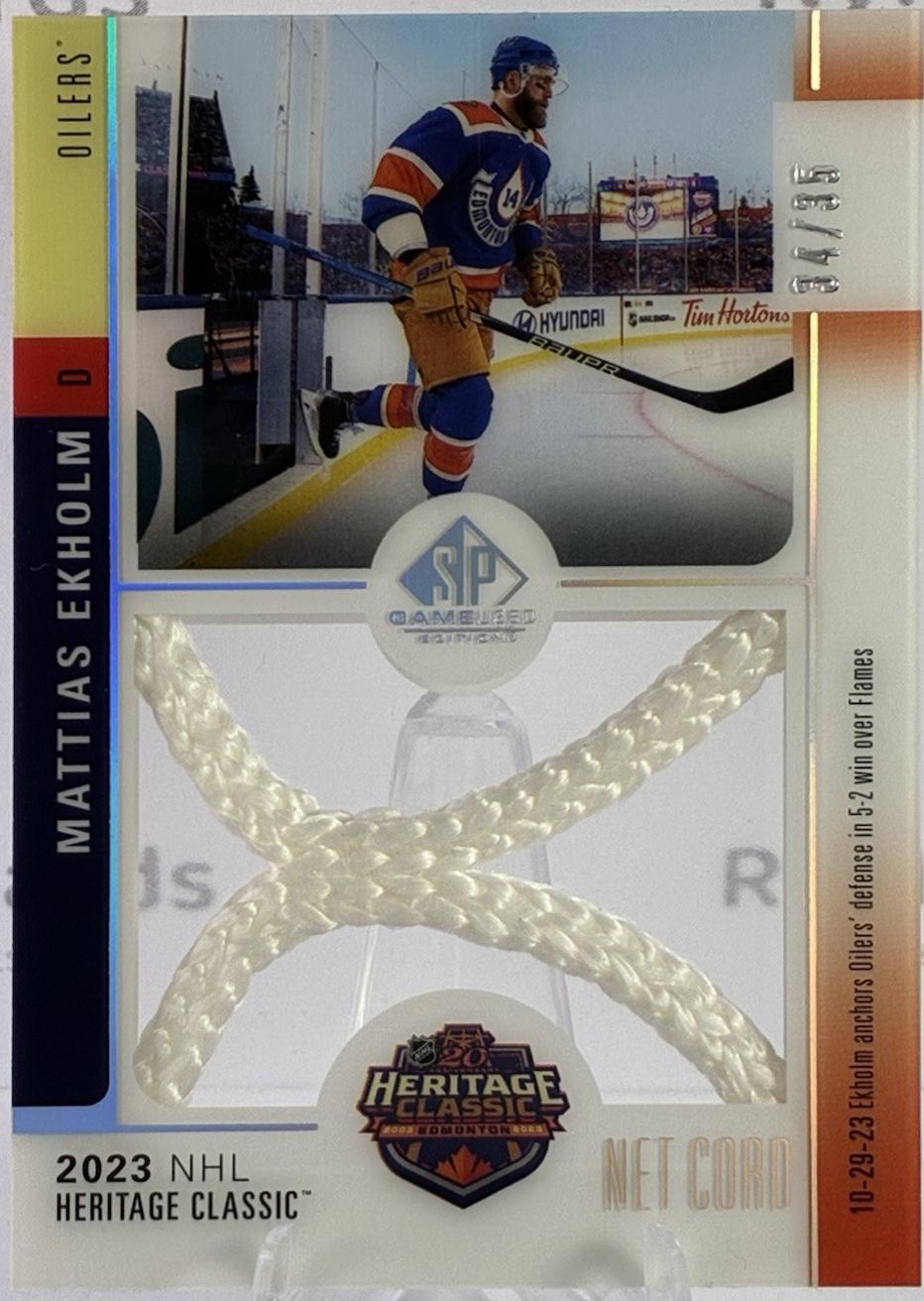 Mattias Ekholm #HCN-ME Hockey Cards 2024 SP Game Used Heritage Classic Net Cord Relic