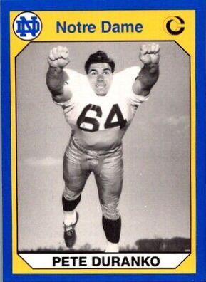 Pete Duranko #143 Football Cards 1990 Notre Dame Collegiate Collection