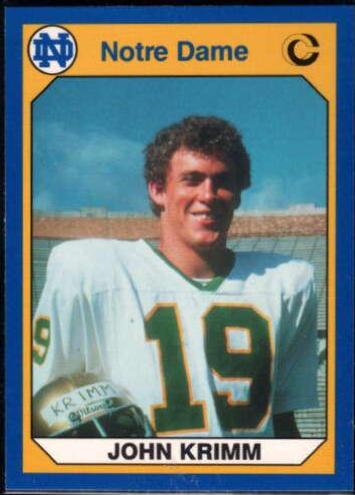 John Krimm #93 1990 Notre Dame Collegiate Collection Football